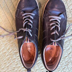 Ecco Leather Blue Lace-Up Women's Shoe Size 8M